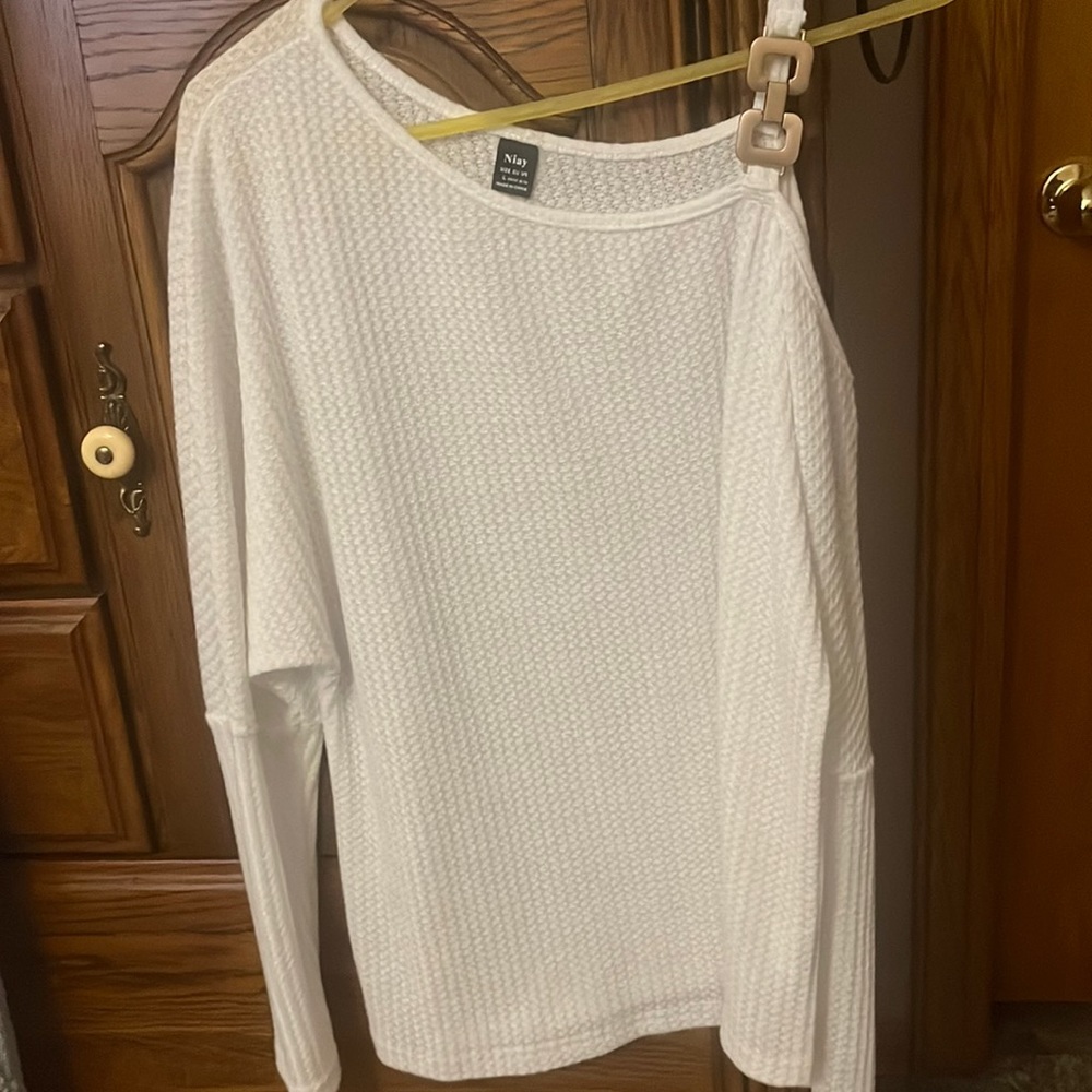 Cream soft fabric Buckle  embellishment on right strap, open cold shoulder